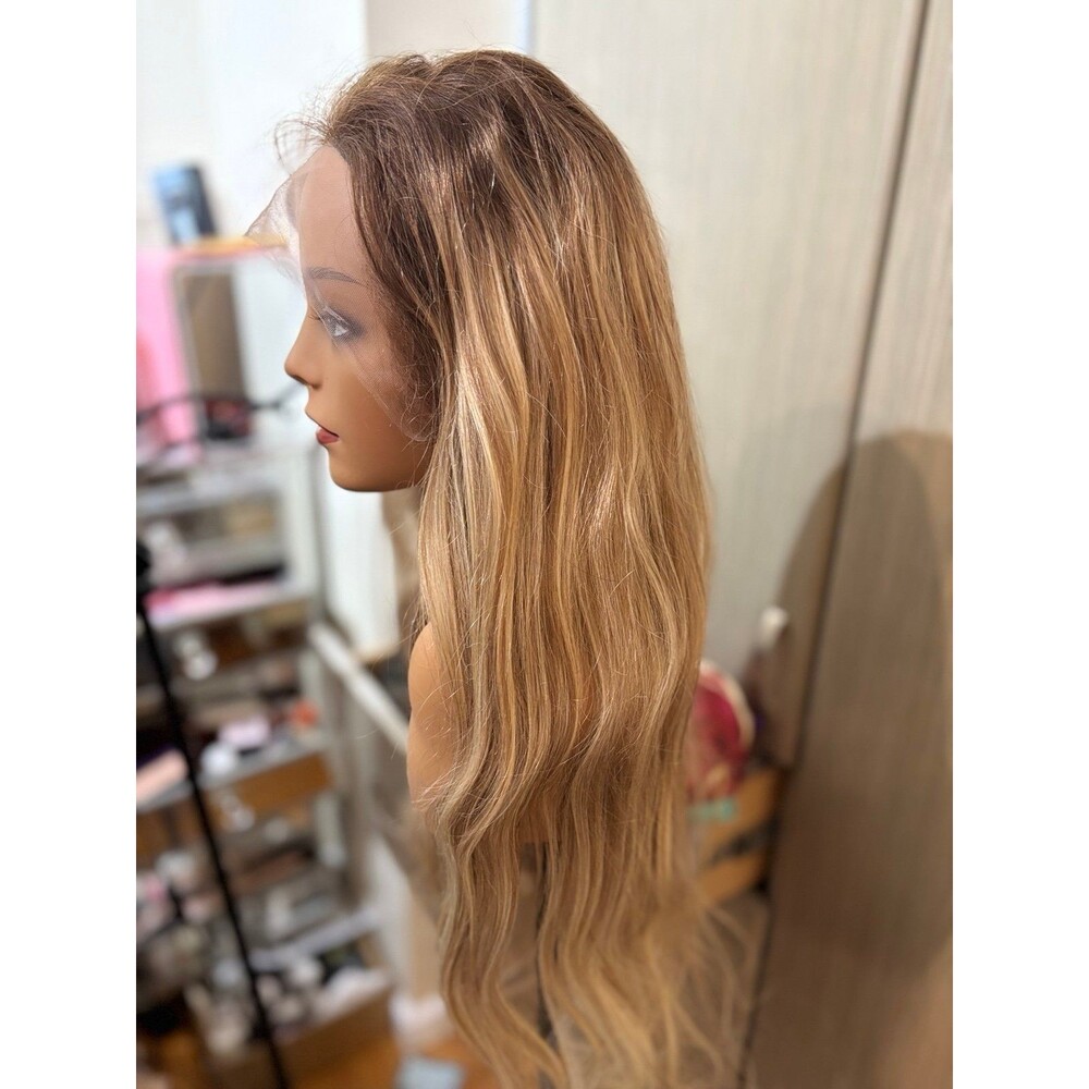 100% Remy Human hair wig 30” Swiss lace front rooted beige blond size medium New - Picture 4 of 9